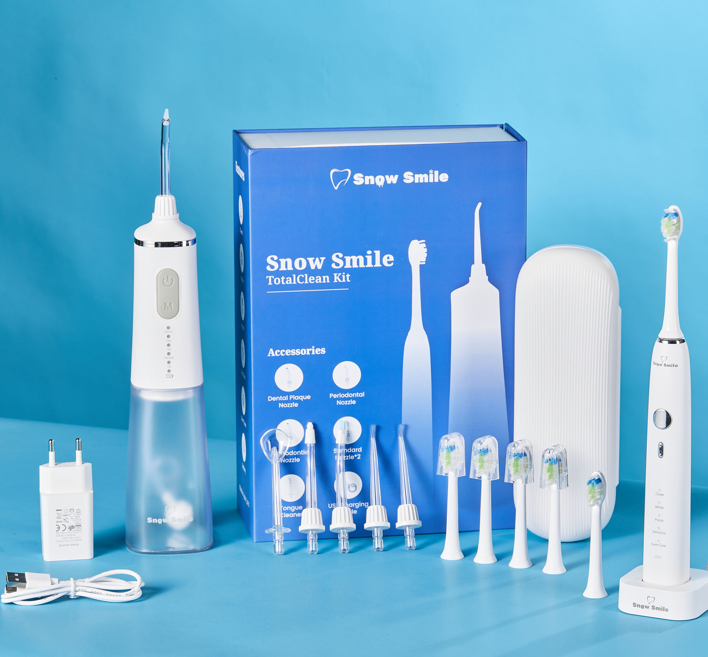 Snow Smile® Sonic elektrisk tandbørste og vandflosser – kombineret sæt